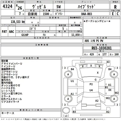 Honda VEZEL  с аукциона в Японии