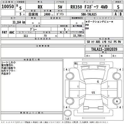 Lexus RX  с аукциона в Японии