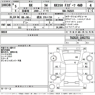 Lexus NX  с аукциона в Японии