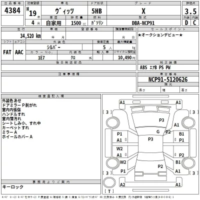 Toyota VITZ  с аукциона в Японии