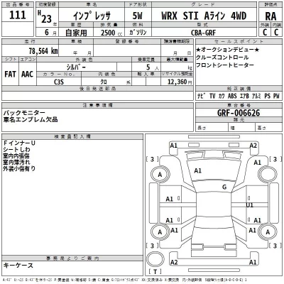 Subaru IMPREZA  с аукциона в Японии