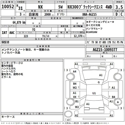 Lexus NX  с аукциона в Японии