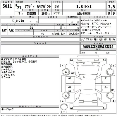 Audi A4  с аукциона в Японии