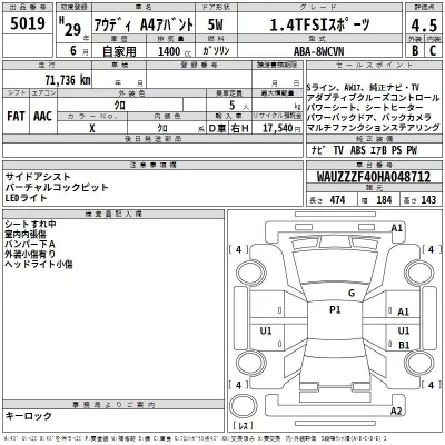 Audi A4  с аукциона в Японии