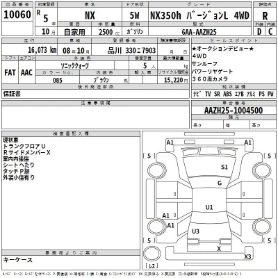 Lexus NX  с аукциона в Японии