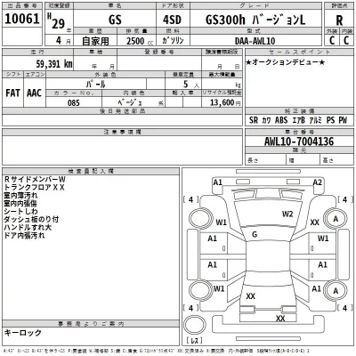 Lexus GS  с аукциона в Японии