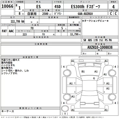 Lexus ES  с аукциона в Японии