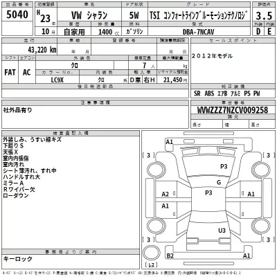 Volkswagen SHARAN  с аукциона в Японии
