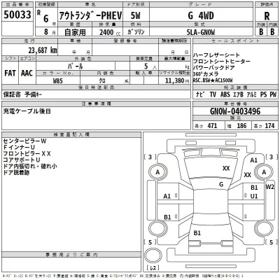 Mitsubishi OUTLANDER PHEV  с аукциона в Японии