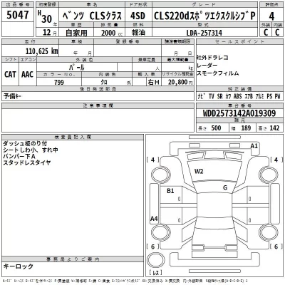Mercedes-Benz CLS  с аукциона в Японии