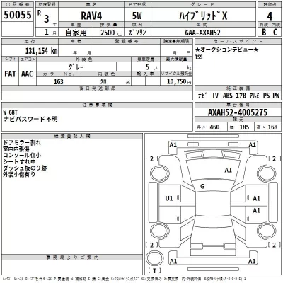 Toyota RAV4  с аукциона в Японии