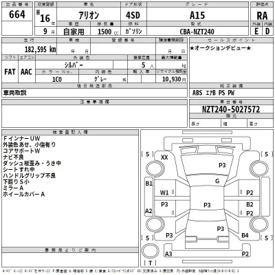 Toyota ALLION  с аукциона в Японии