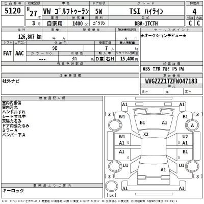 Volkswagen GOLF TOURAN  с аукциона в Японии