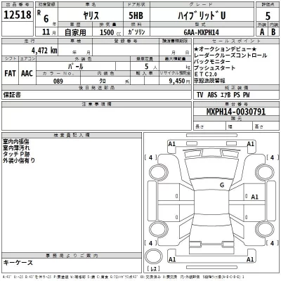 Toyota YARIS  с аукциона в Японии
