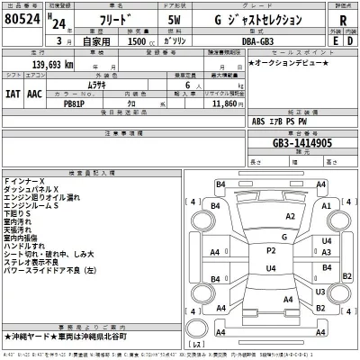 Honda FREED  с аукциона в Японии