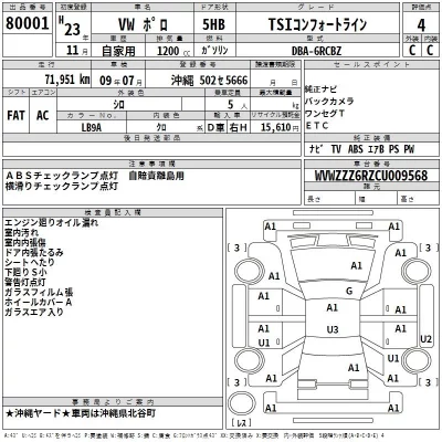 Volkswagen POLO  с аукциона в Японии