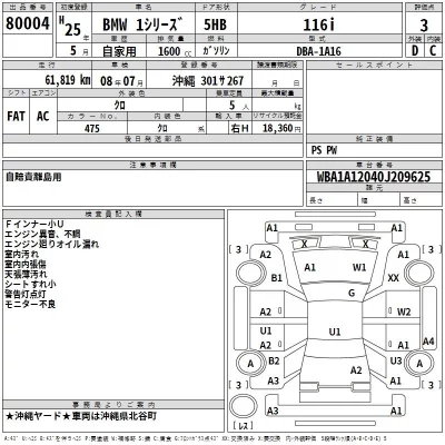 BMW 1-Series  с аукциона в Японии