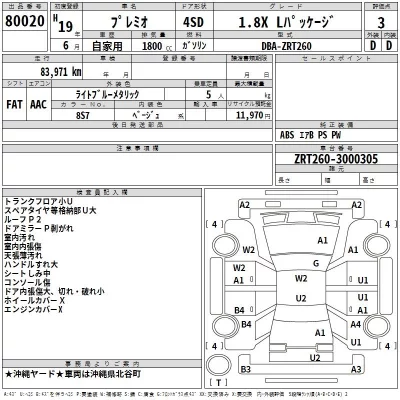 Toyota PREMIO  с аукциона в Японии