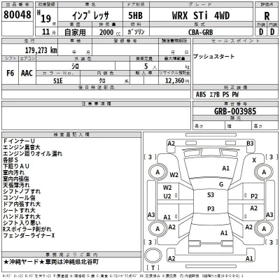 Subaru IMPREZA  с аукциона в Японии