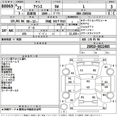 Toyota ISIS  с аукциона в Японии