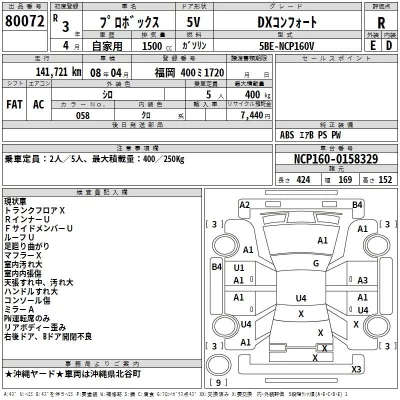 Toyota PROBOX  с аукциона в Японии