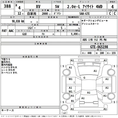 Subaru XV  с аукциона в Японии