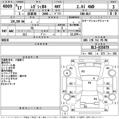 Subaru LEGACY B4  с аукциона в Японии