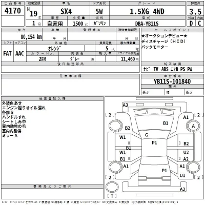 Suzuki SX-4  с аукциона в Японии