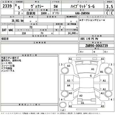 Toyota VOXY  с аукциона в Японии