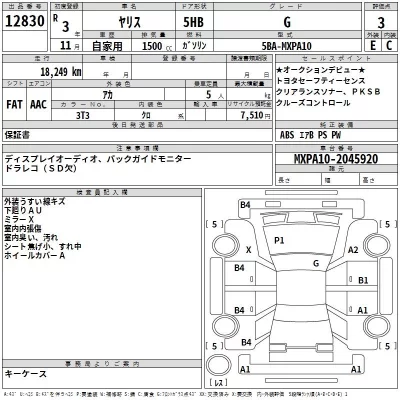 Toyota YARIS  с аукциона в Японии