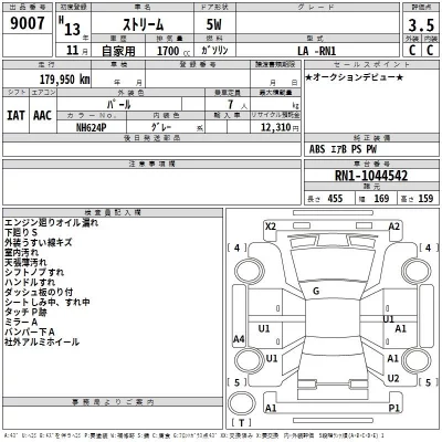 Honda STREAM  с аукциона в Японии