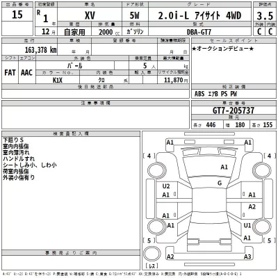 Subaru XV  с аукциона в Японии