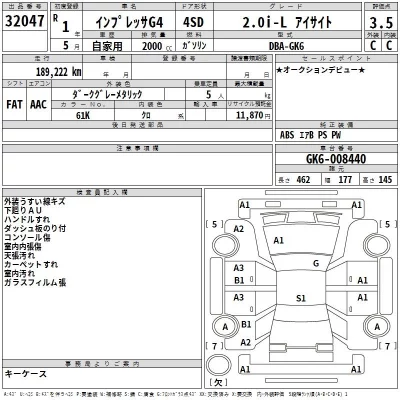 Subaru IMPREZA G4  с аукциона в Японии