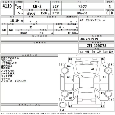 Honda CR-Z  с аукциона в Японии