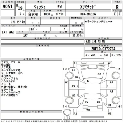 Toyota WISH  с аукциона в Японии