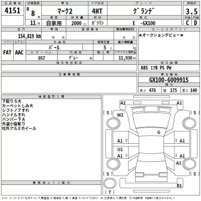Toyota MARK II  с аукциона в Японии
