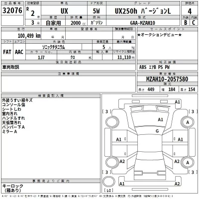 Lexus UX  с аукциона в Японии
