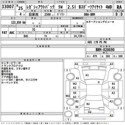 Subaru LEGACY OUTBACK  с аукциона в Японии