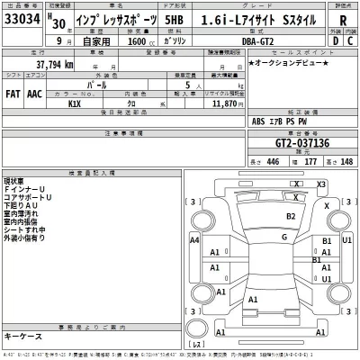 Subaru IMPREZA  с аукциона в Японии