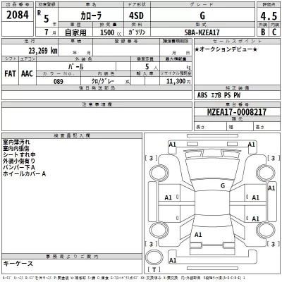 Toyota COROLLA  с аукциона в Японии