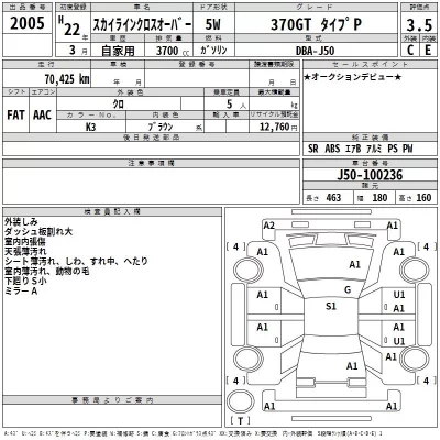 Nissan SKYLINE CROSSOVER  с аукциона в Японии