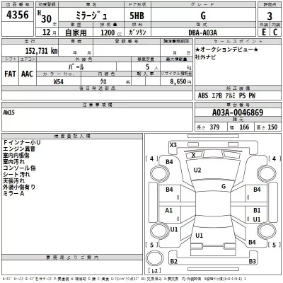 Mitsubishi MIRAGE  с аукциона в Японии