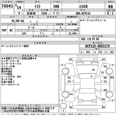Toyota IST  с аукциона в Японии
