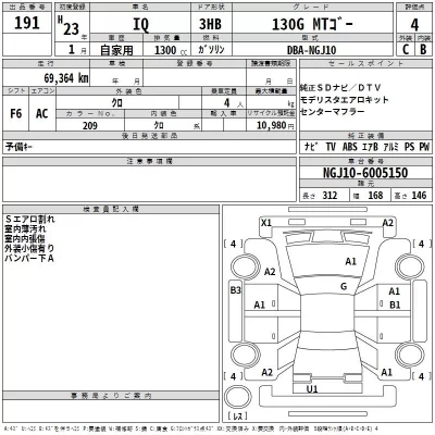 Toyota IQ  с аукциона в Японии