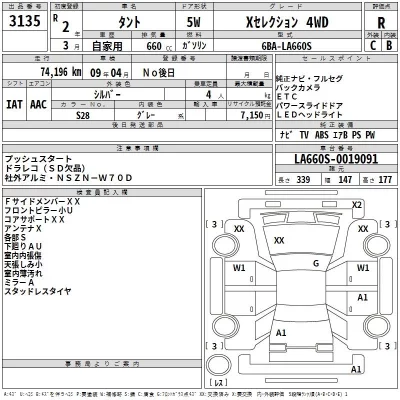 Daihatsu TANTO  с аукциона в Японии