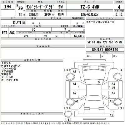 Toyota LAND CRUISER PRADO  с аукциона в Японии