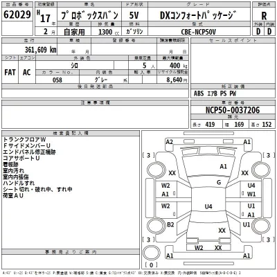Toyota PROBOX  с аукциона в Японии