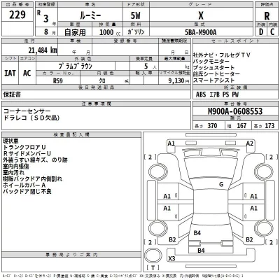 Toyota ROOMY  с аукциона в Японии