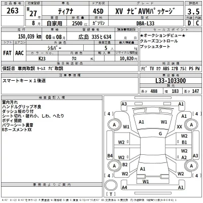 Nissan TEANA  с аукциона в Японии