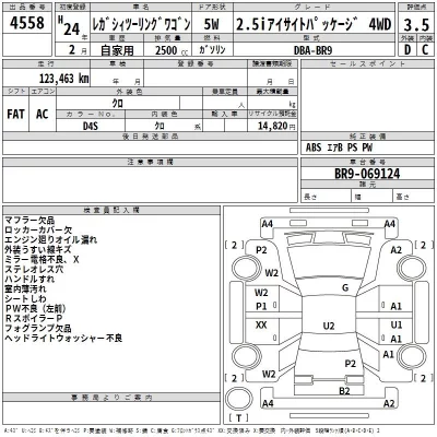 Subaru LEGACY  с аукциона в Японии
